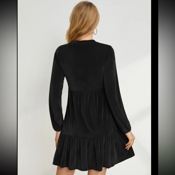 Fit and Flare Crew Neck Long Sleeve Dress - Picture 4 of 5